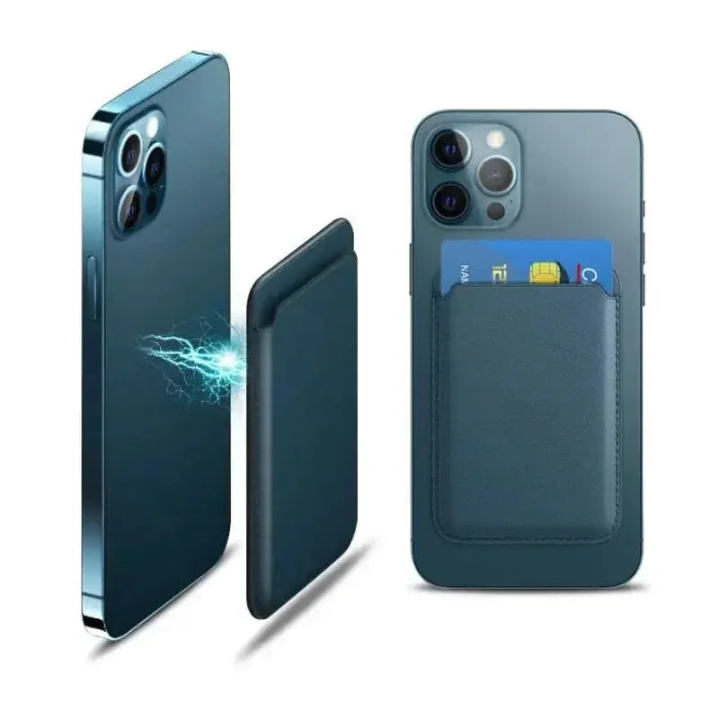 MagSafe Magnetic Card Wallet for iPhone – Slim Snap-On Leather Card Holder