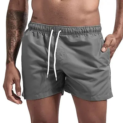 Quick-Dry Men's Swim Trunks with Drawstring Waist and Pockets - The Little Market Shop