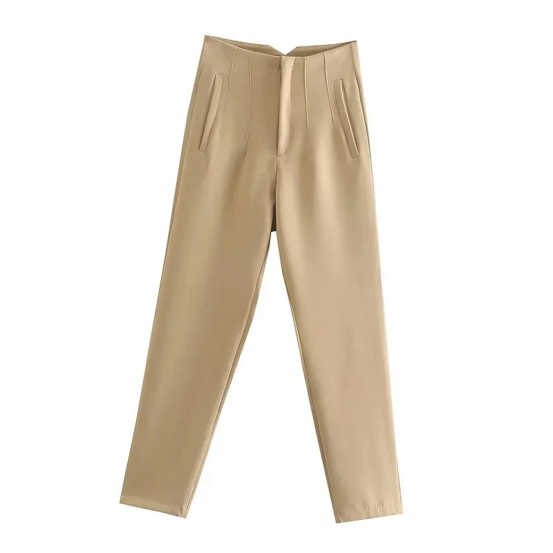 High Waist Formal Office Pants for Women - Slim Fit Pencil Trousers - The Little Market Shop