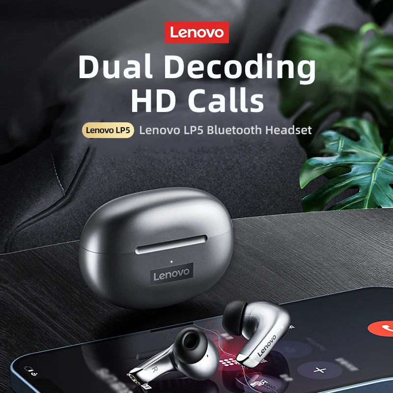 Lenovo LP5 Wireless Bluetooth Earbuds - HiFi Sound, Waterproof Sports Headphones with Mic - The Little Market Shop