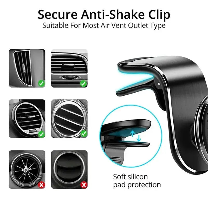 Secure Your Phone on the Go with our Magnetic Car Phone Holder Stand for Air Vent iPhone Samsung Xiaomi - The Little Market Shop