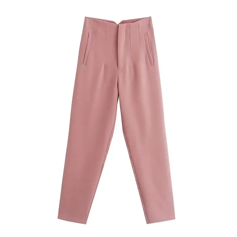 High Waist Formal Office Pants for Women - Slim Fit Pencil Trousers - The Little Market Shop