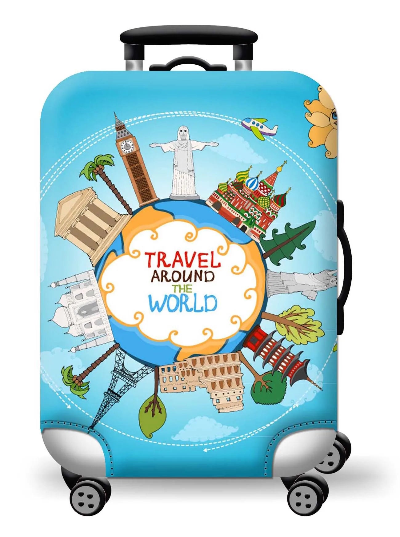 Protect Your Luggage in Style with Our Durable World Map Luggage Cover - The Little Market Shop