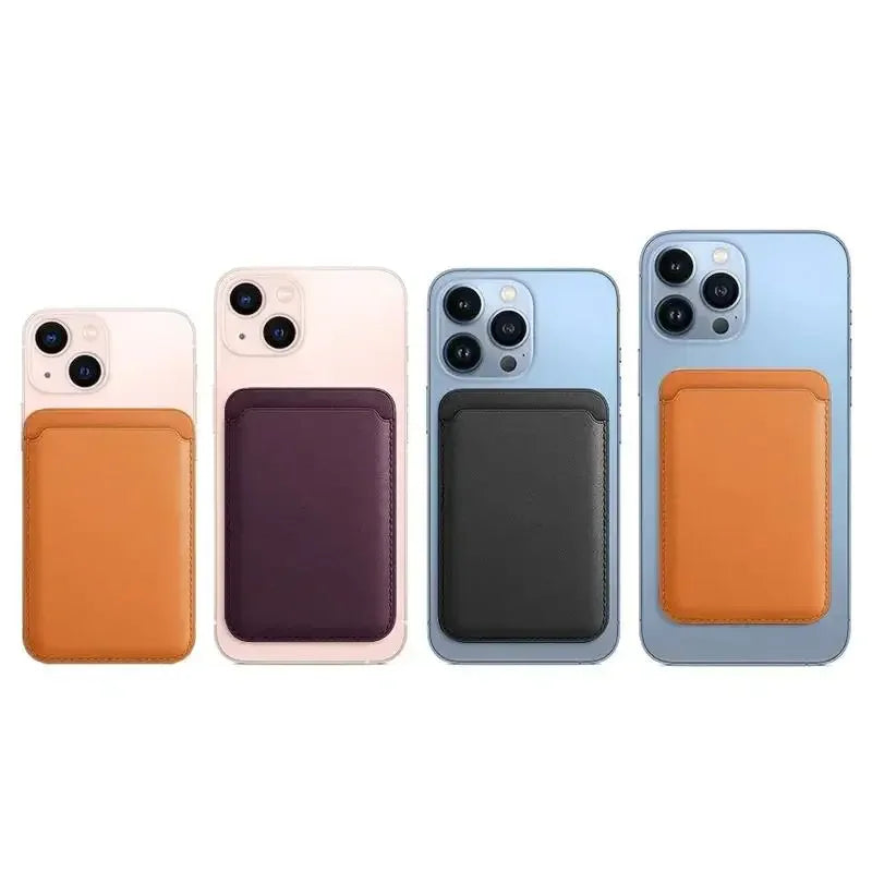 MagSafe Magnetic Card Wallet for iPhone – Slim Snap-On Leather Card Holder