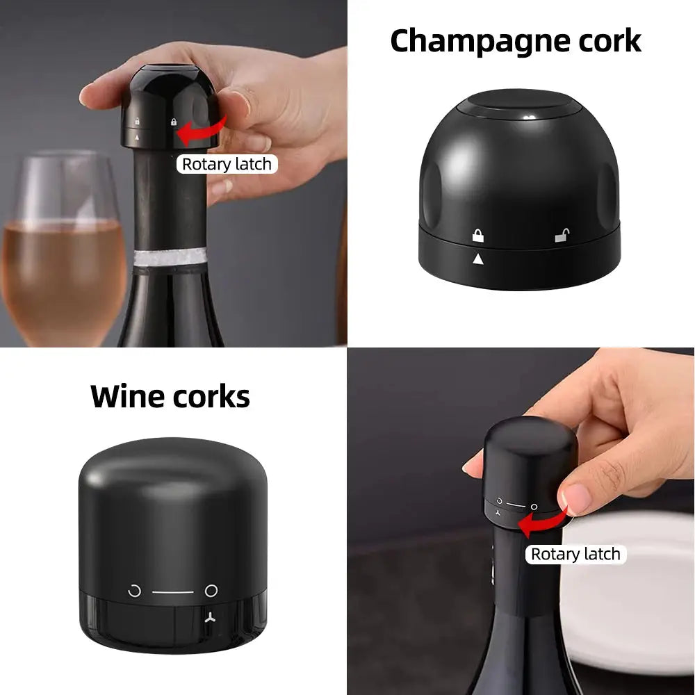 Keep Your Wine Champagne Fresh with Our Reusable Silicone Wine Vacuum Stopper for Sparkling Wine , Beer Preservation. Order Now for Extended Flavour!1/2Pcs - The Little Market Shop