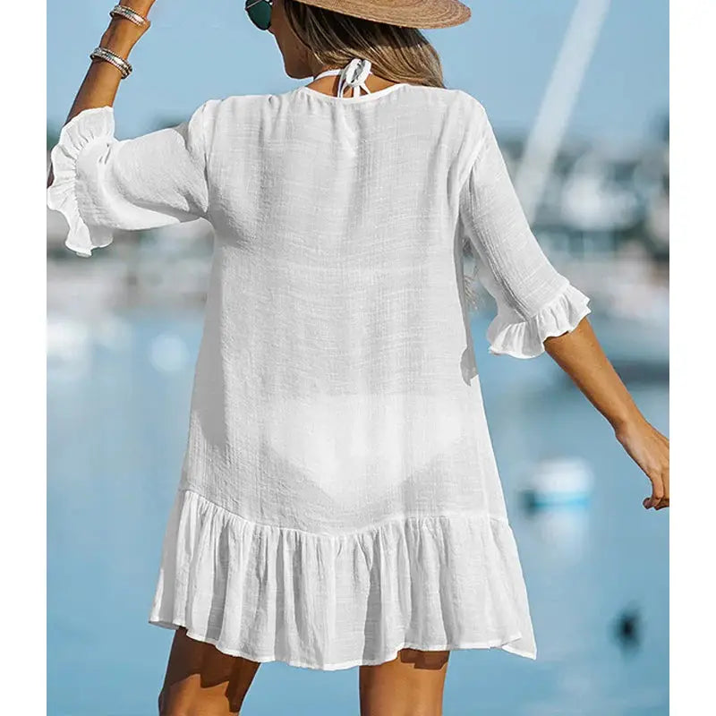 Style with Our Ruffled Cover-Up Dress – A Must-Have Women's Beach Cover-Up! - The Little Market Shop