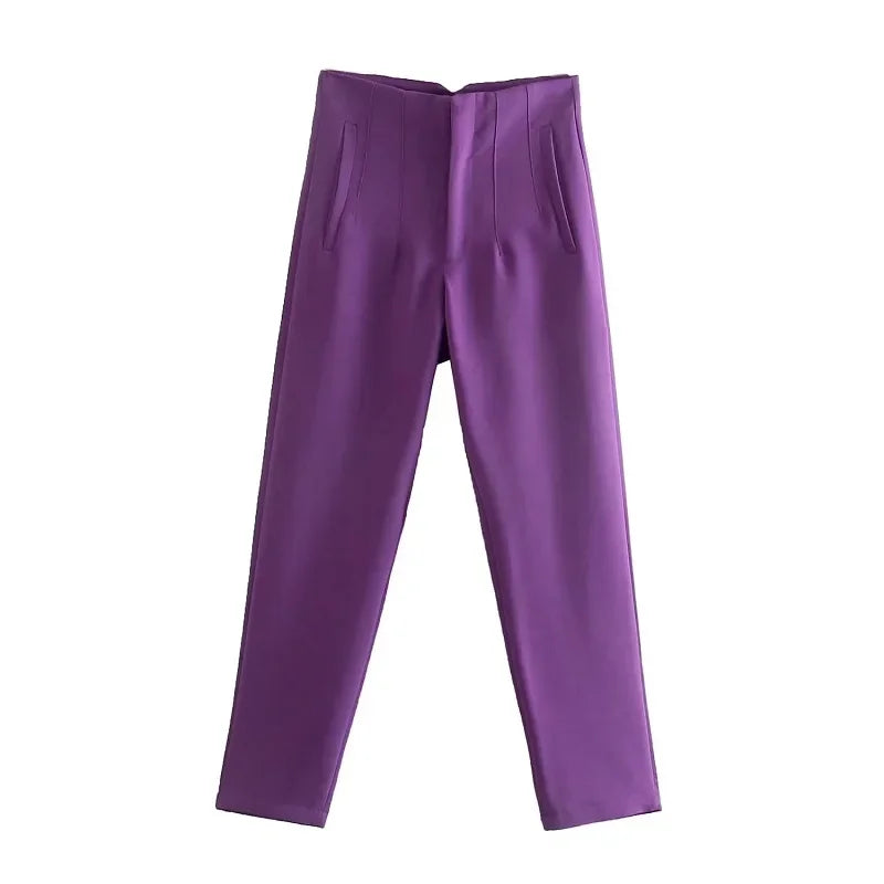 High Waist Formal Office Pants for Women - Slim Fit Pencil Trousers - The Little Market Shop