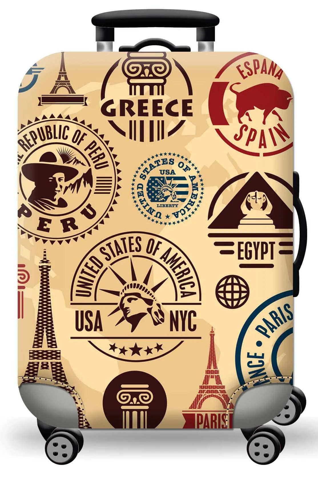 Protect Your Luggage in Style with Our Durable World Map Luggage Cover - The Little Market Shop