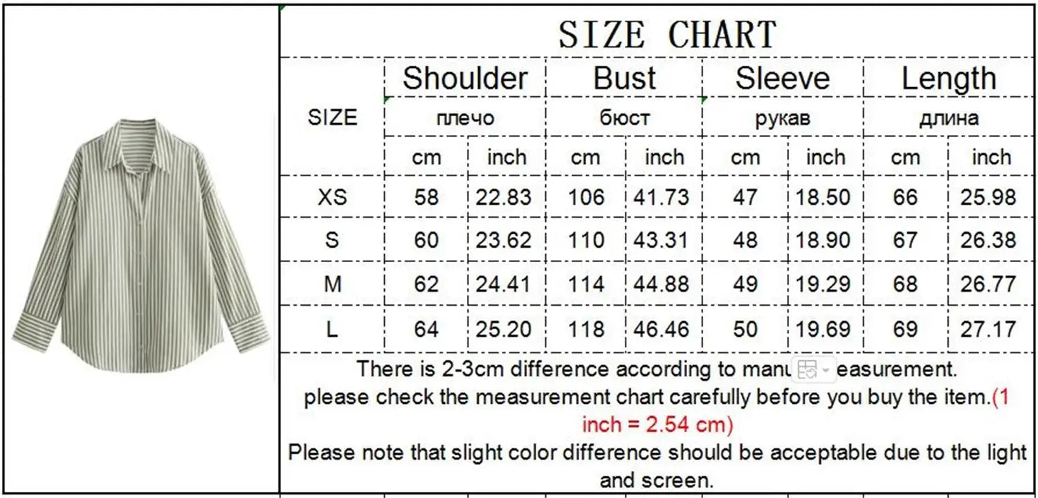 Loose Green Stripe Print Blouse – Single Breasted Casual Shirt Top - The Little Market Shop