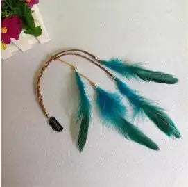 Boho Elegance Unleashed: Embrace Festival Vibes with our Bohemian Feather Hairband - The Little Market Shop