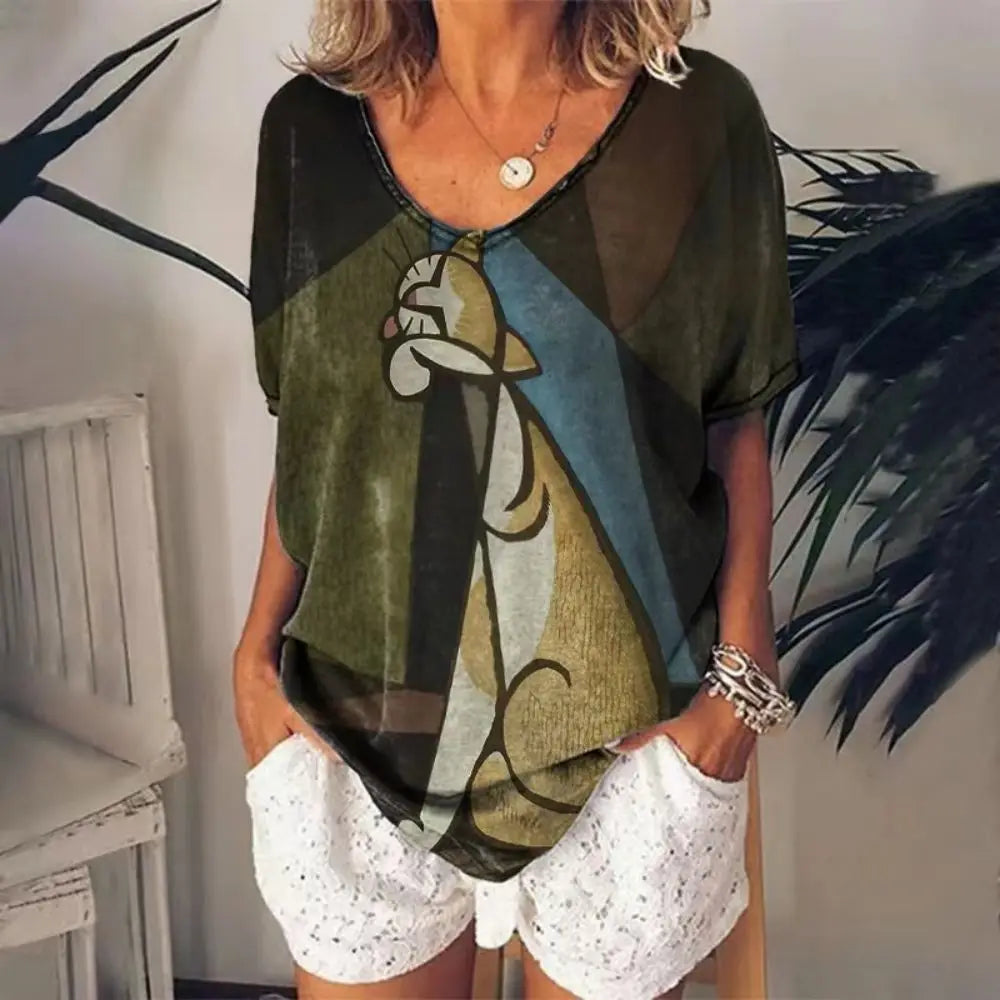 Retro Anime Cat Graphic Women's T-Shirt - Summer Streetwear Chic - The Little Market Shop