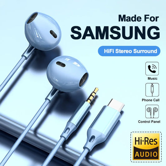 Samsung HiFi Wired Earbuds – USB-C & 3.5mm In-Ear Headphones - The Little Market Shop