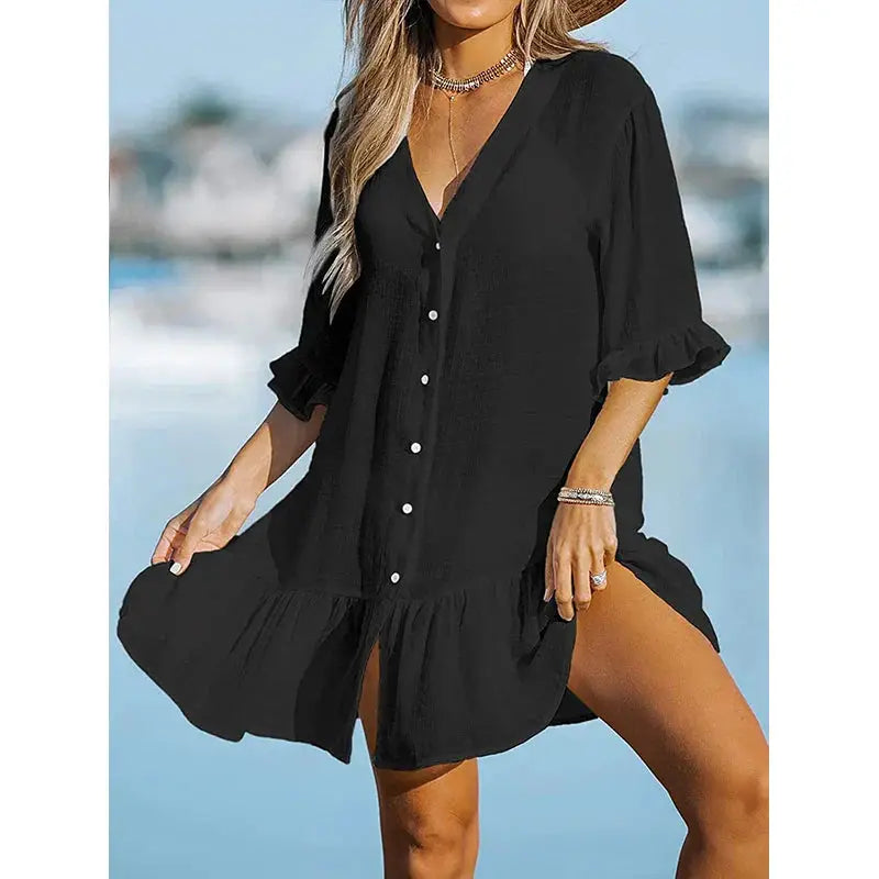 Style with Our Ruffled Cover-Up Dress – A Must-Have Women's Beach Cover-Up! - The Little Market Shop