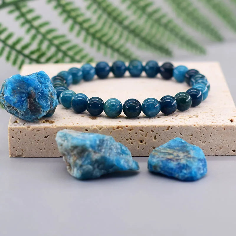 Reiki-Infused Blue Apatite Beads Bracelets - Stimulate Circulation and Boost Health Naturally - The Little Market Shop