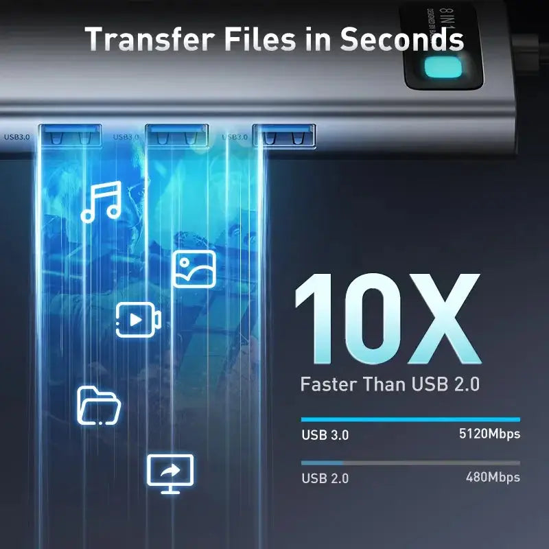 4K 60Hz USB C Hub with Ethernet Port & PD 100W Adapter for Macbook Pro USB 3.0 Hub Laptop Tablet - The Little Market Shop