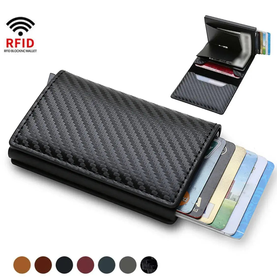 Sleek and Secure Carbon Fiber Slim Aluminium Wallet – YRFID-Blocking Men's Wallet Credit Card Holder! - The Little Market Shop