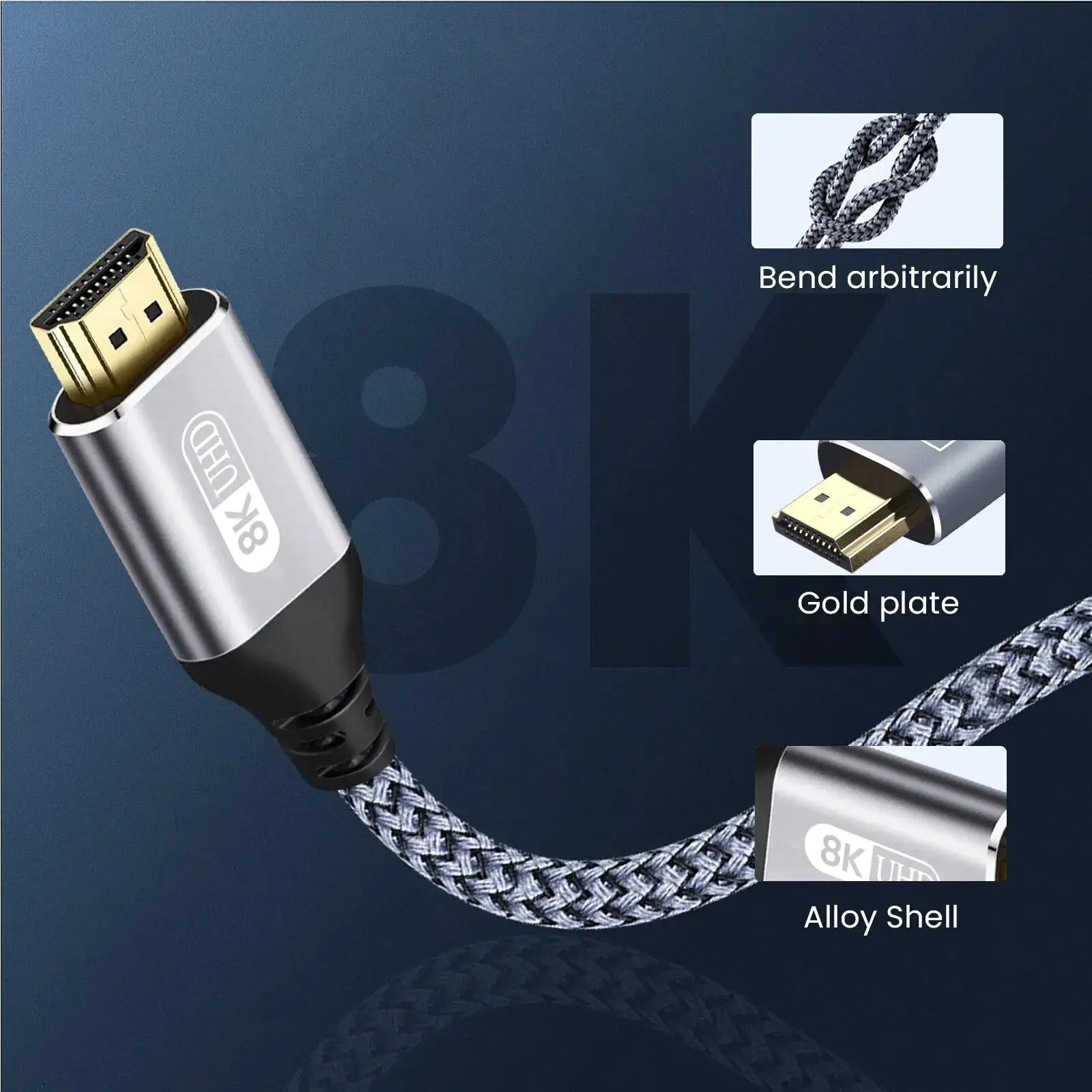 HDMI 2.1 Cable HDMI Cord 8K 60Hz 4K 120Hz 48Gbps EARC ARC HDCP Ultra High Speed HDR for HD TV Laptop Projector PS4 PS5 - The Little Market Shop