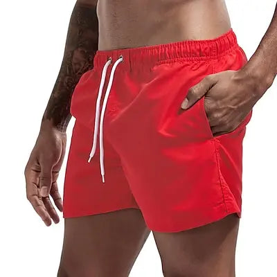 Quick-Dry Men's Swim Trunks with Drawstring Waist and Pockets - The Little Market Shop