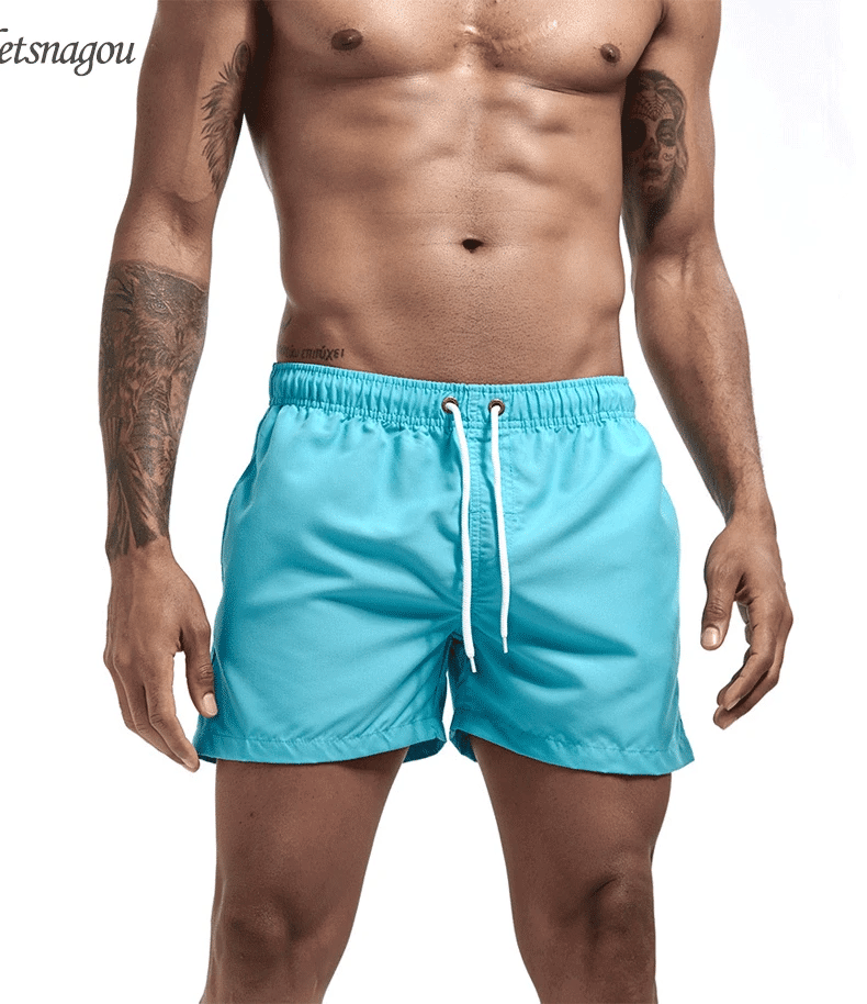 Quick-Dry Men's Swim Trunks with Drawstring Waist and Pockets - The Little Market Shop