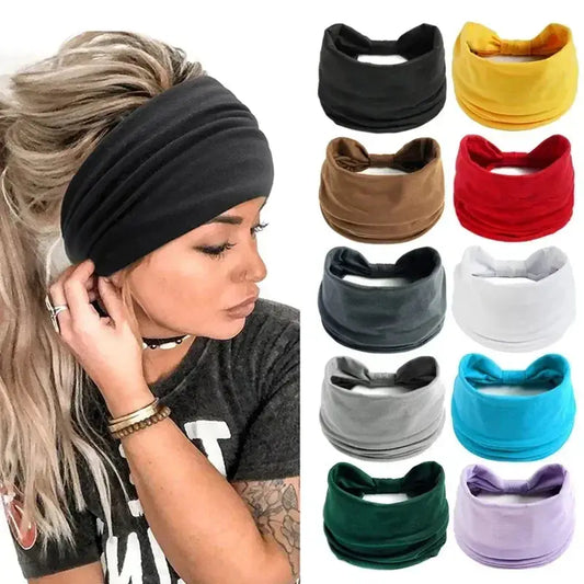Boho Solid Colour Wide Headbands for Women Girls Hair Accessories - The Little Market Shop