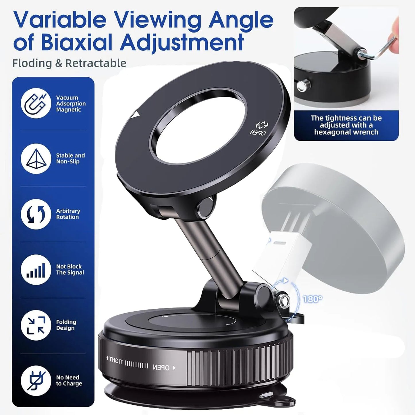 Magnetic Foldable Phone Stand & Car Mount – Compact MagSafe Grip Anywhere