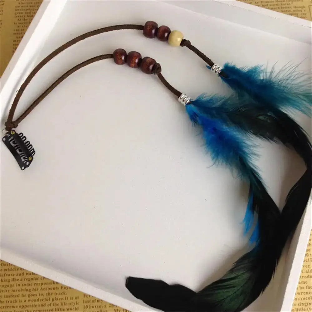 Boho Elegance Unleashed: Embrace Festival Vibes with our Bohemian Feather Hairband - The Little Market Shop