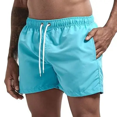 Quick-Dry Men's Swim Trunks with Drawstring Waist and Pockets - The Little Market Shop