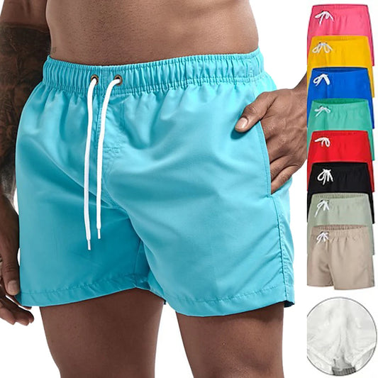 Quick-Dry Men's Swim Trunks with Drawstring Waist and Pockets - The Little Market Shop