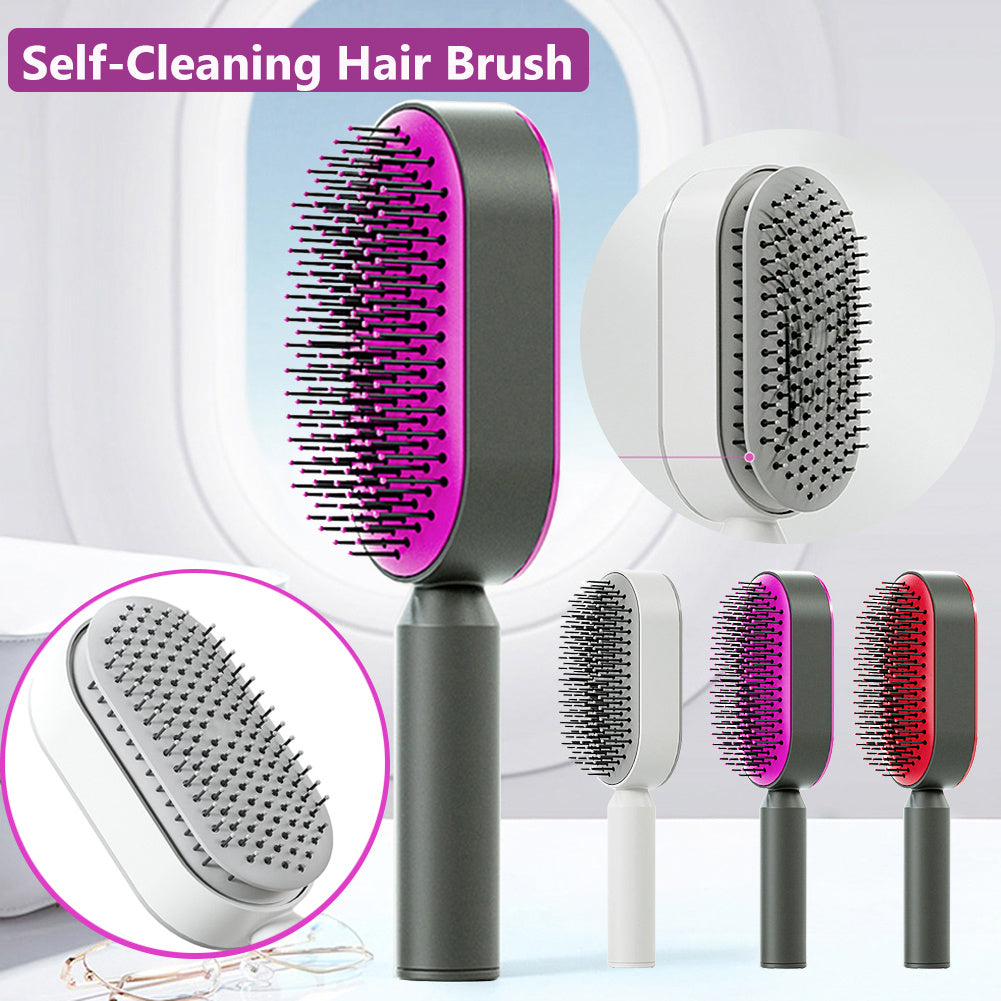 Self-Cleaning Hair Brush – Anti-Static, Scalp Massage & Easy Detangling - The Little Market Shop