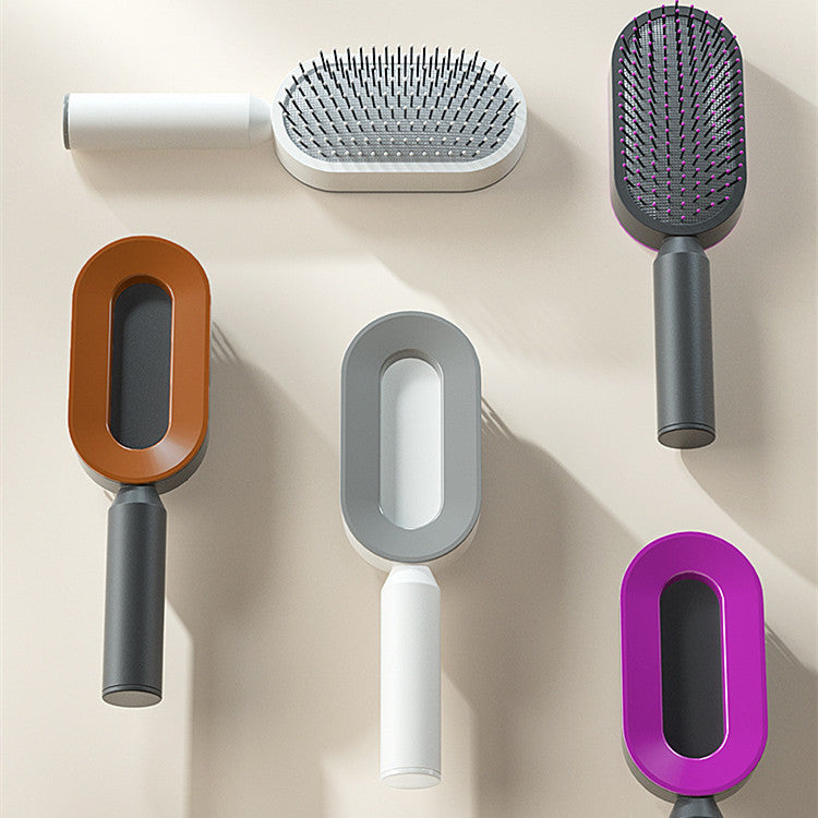 Self-Cleaning Hair Brush – Anti-Static, Scalp Massage & Easy Detangling - The Little Market Shop