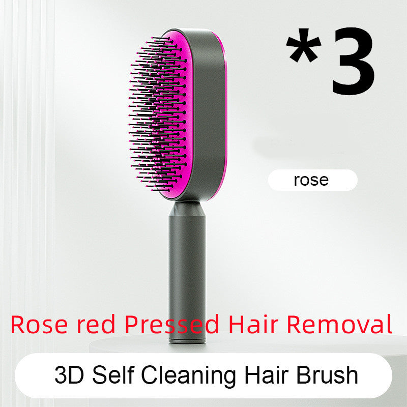 Self-Cleaning Hair Brush – Anti-Static, Scalp Massage & Easy Detangling - The Little Market Shop