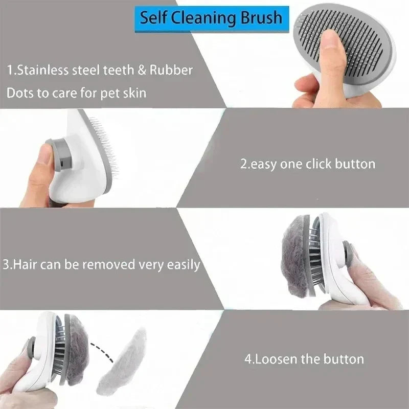 Self-Cleaning Pet Brush – Hair Remover & Grooming Tool for Dogs & Cats - The Little Market Shop