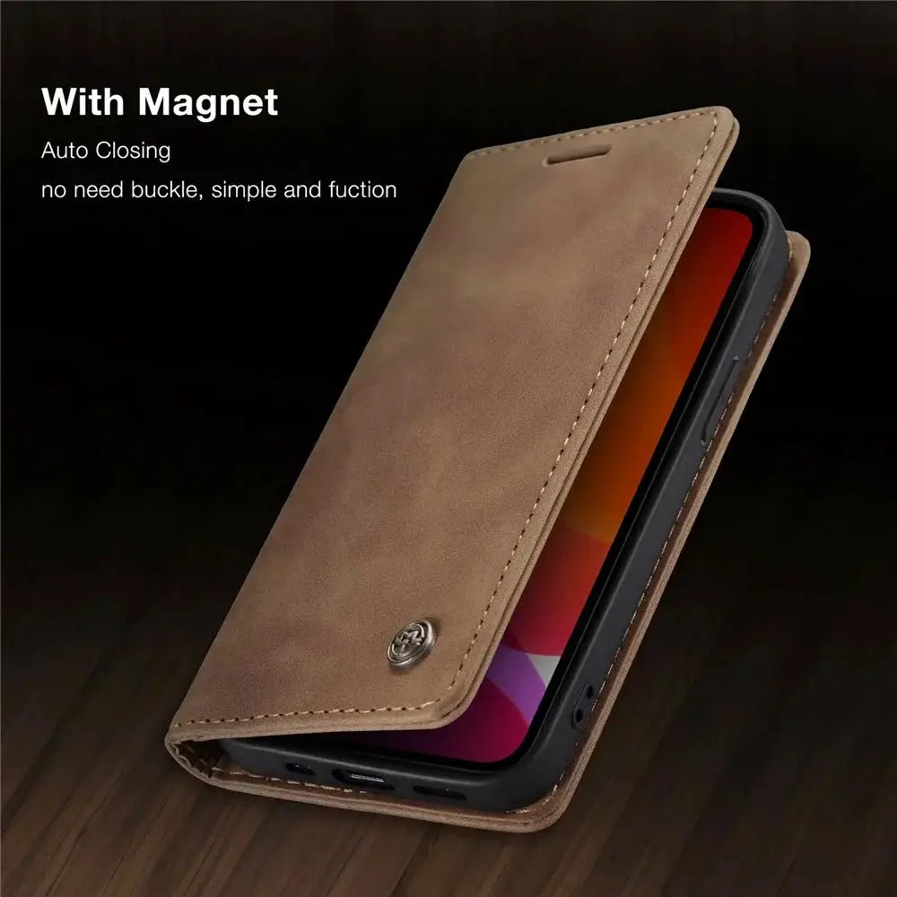 Matte Leather Flip Cover for iPhone 5 6 11 12 13 14 15 XR Sophisticated Style and Ultimate Protection - The Little Market Shop