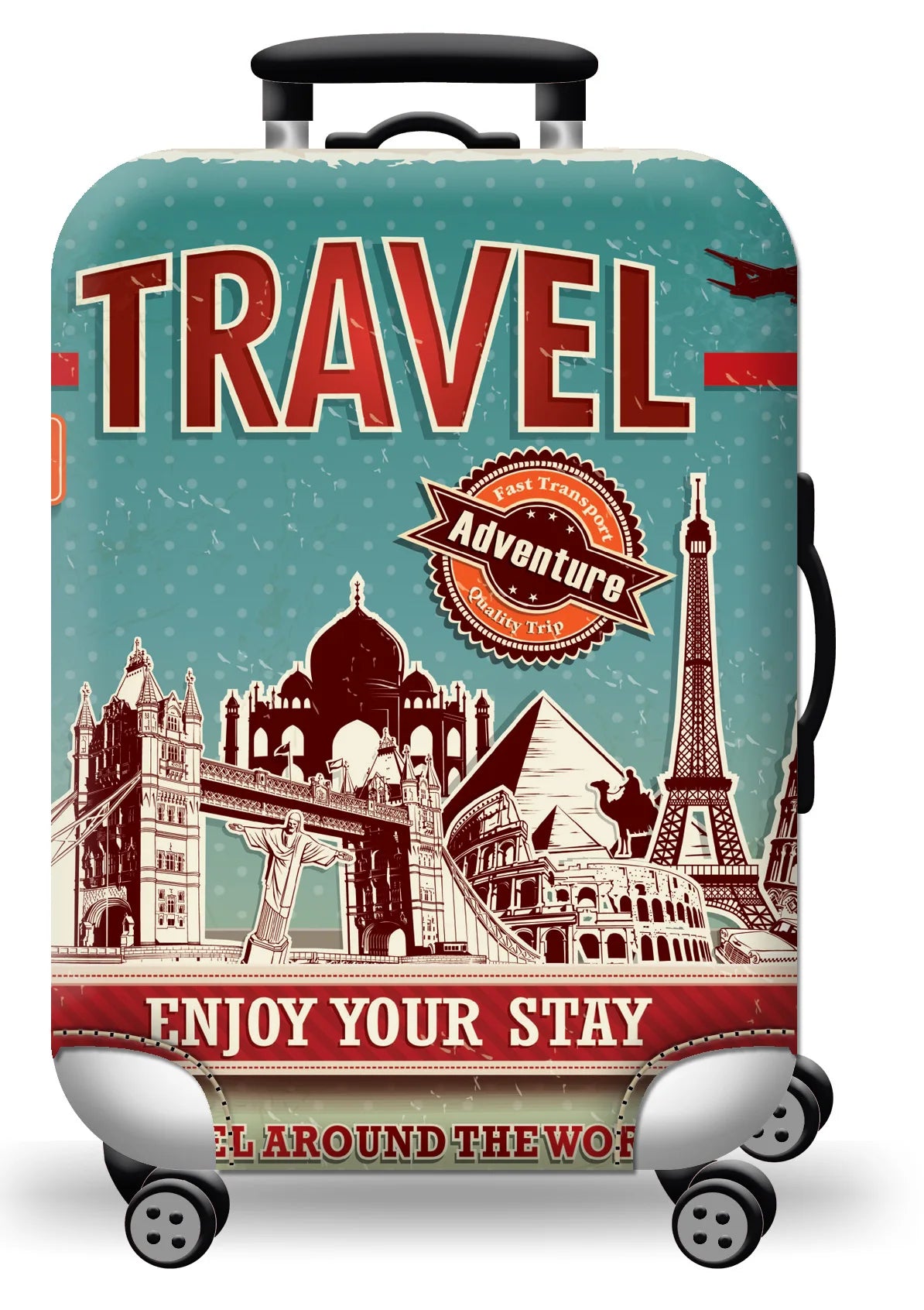Protect Your Luggage in Style with Our Durable World Map Luggage Cover - The Little Market Shop