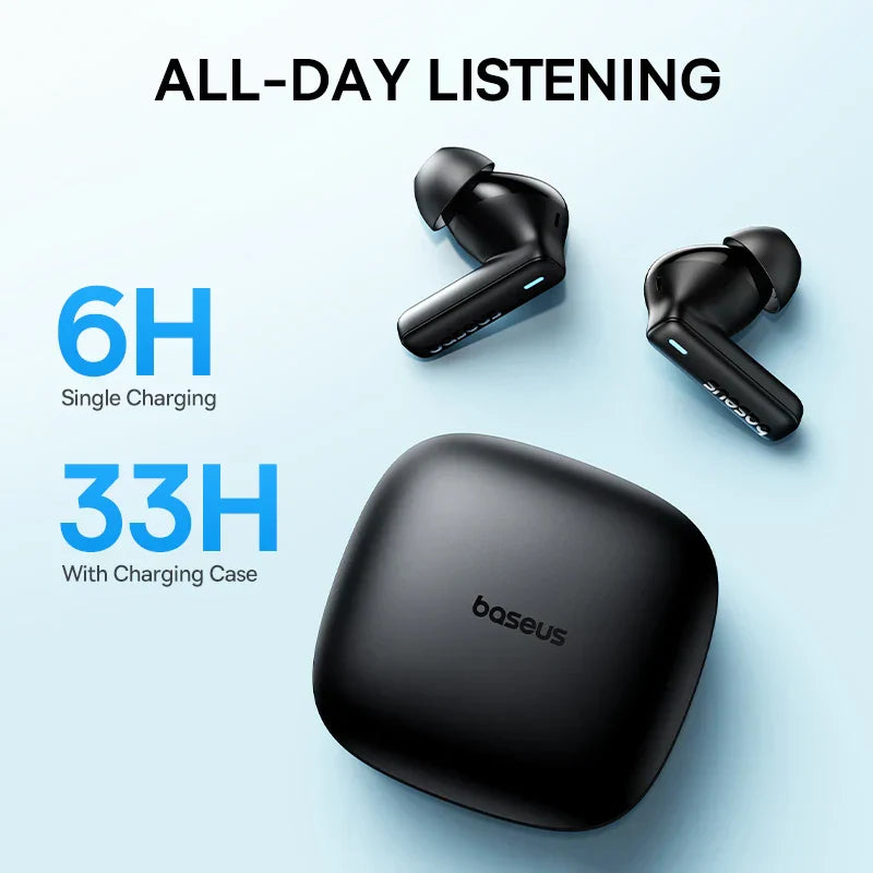 Baseus Bowie E19 Wireless Earphones Bluetooth 5.3 Big Bass 12mm Drivers IPX5 Waterproof Earbuds 33Hrs Battery Life Headphones - The Little Market Shop