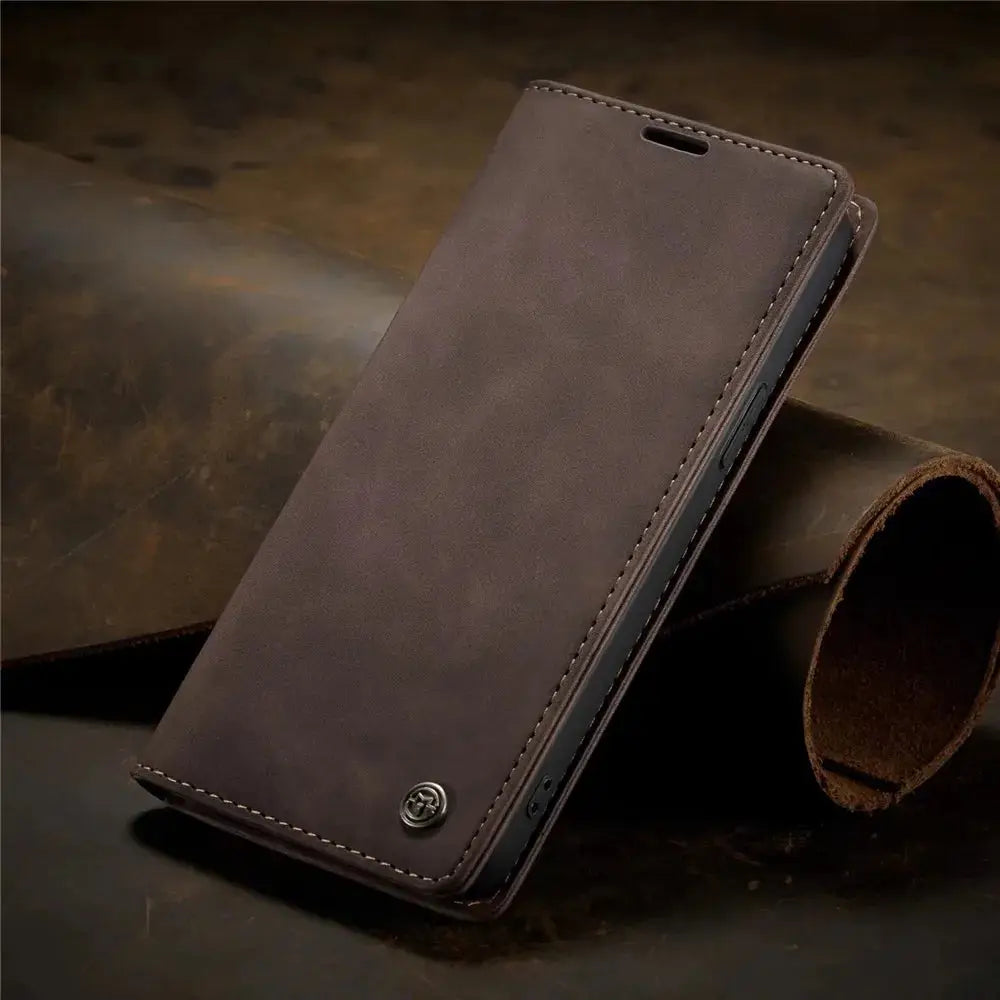 Matte Leather Flip Cover for iPhone 5 6 11 12 13 14 15 XR Sophisticated Style and Ultimate Protection - The Little Market Shop