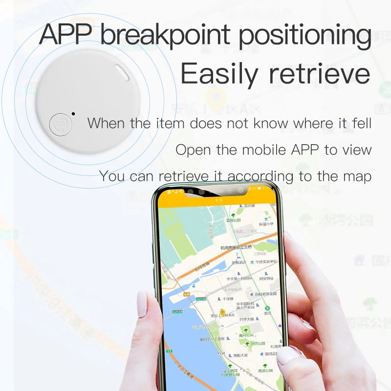 Bluetooth GPS tracker for pets and wallets with app positioning