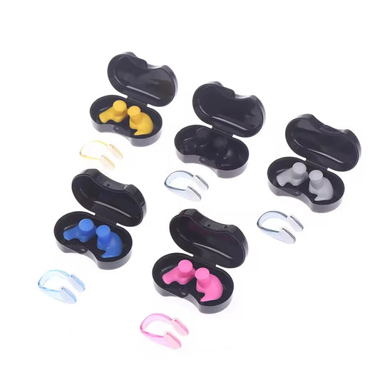 Silicone Swimming Earplugs with Nose Clip – Waterproof & Reusable Set