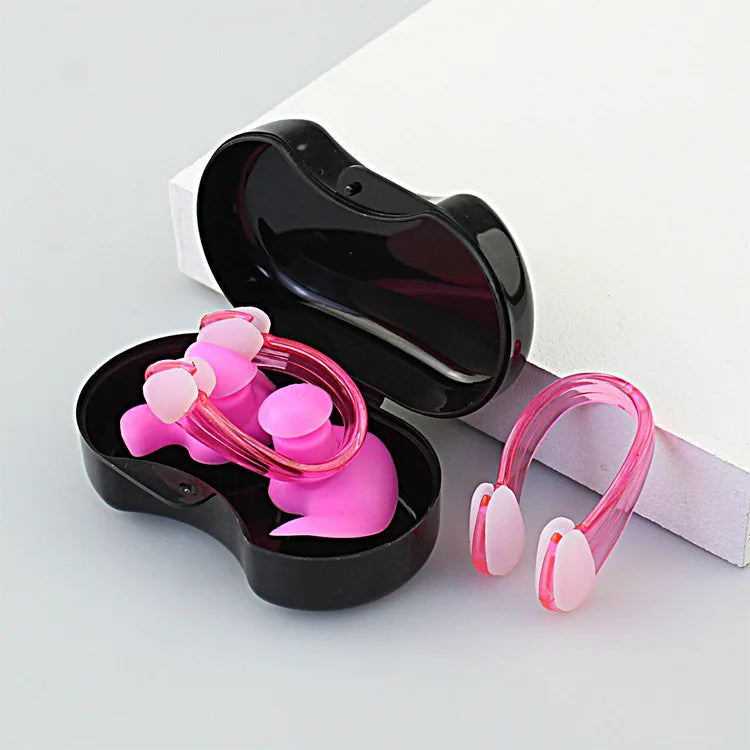 Silicone Swimming Earplugs with Nose Clip – Waterproof & Reusable Set