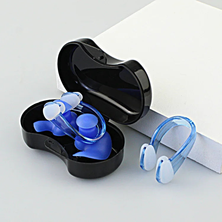 Silicone Swimming Earplugs with Nose Clip – Waterproof & Reusable Set
