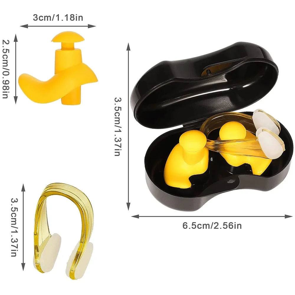 Silicone Swimming Earplugs with Nose Clip – Waterproof & Reusable Set