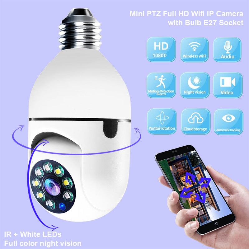 1080P WiFi Bulb Security Camera – 4X Zoom, E27, 5G Alarm Monitor - The Little Market Shop
