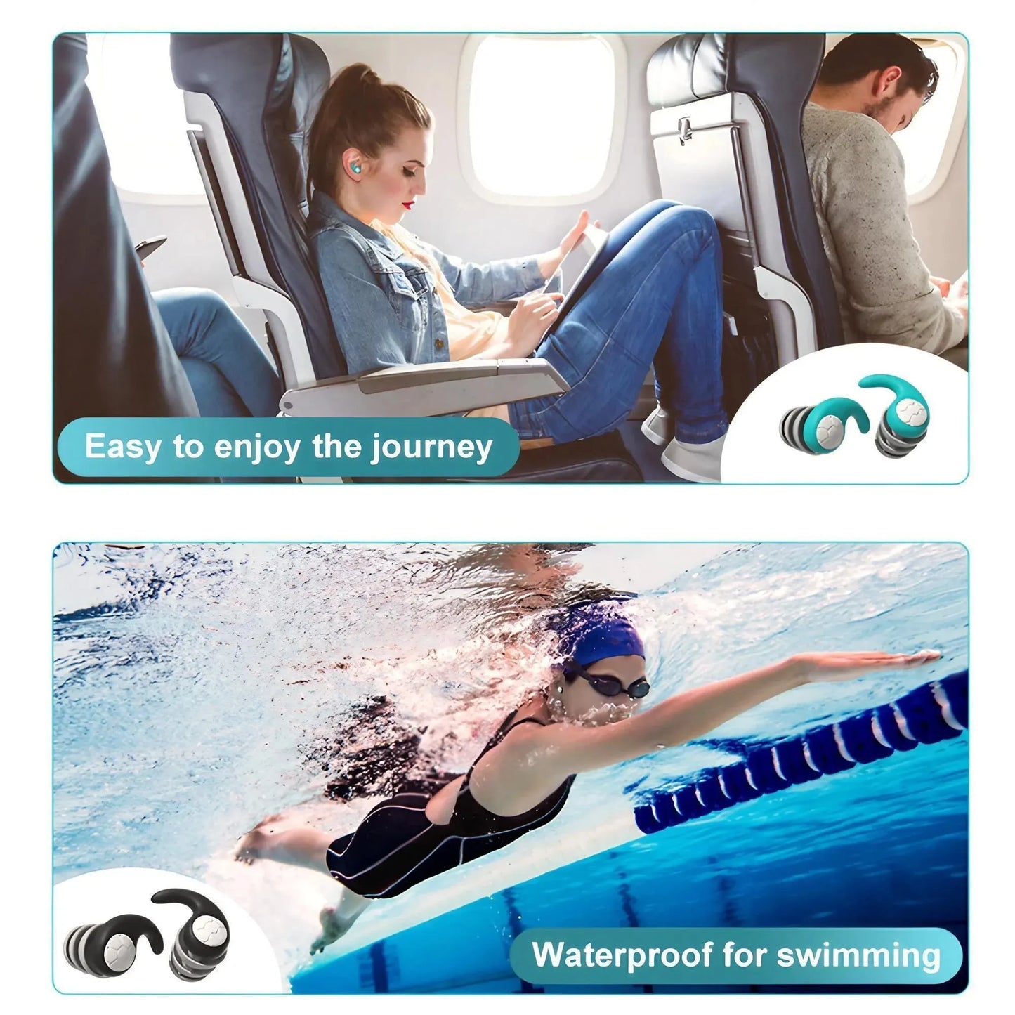 Soft Silicone Noise-Canceling Earplugs - Waterproof, Comfortable Fit for Sleep & Swimming - The Little Market Shop