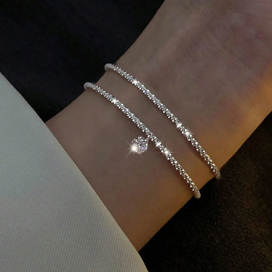 Sparkling Silver Adjustable Bracelet for Women – Elegant Wedding Jewellery - The Little Market Shop