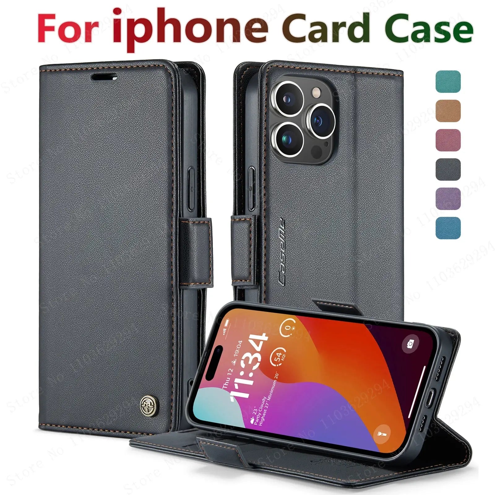 Stylish Leather iPhone Wallet Case with Card Holder – All Models Covered - The Little Market Shop