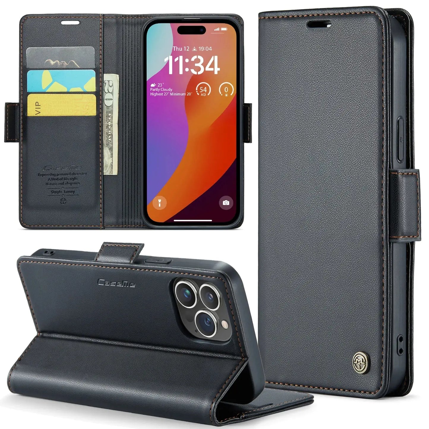 Stylish Leather iPhone Wallet Case with Card Holder – All Models Covered - The Little Market Shop