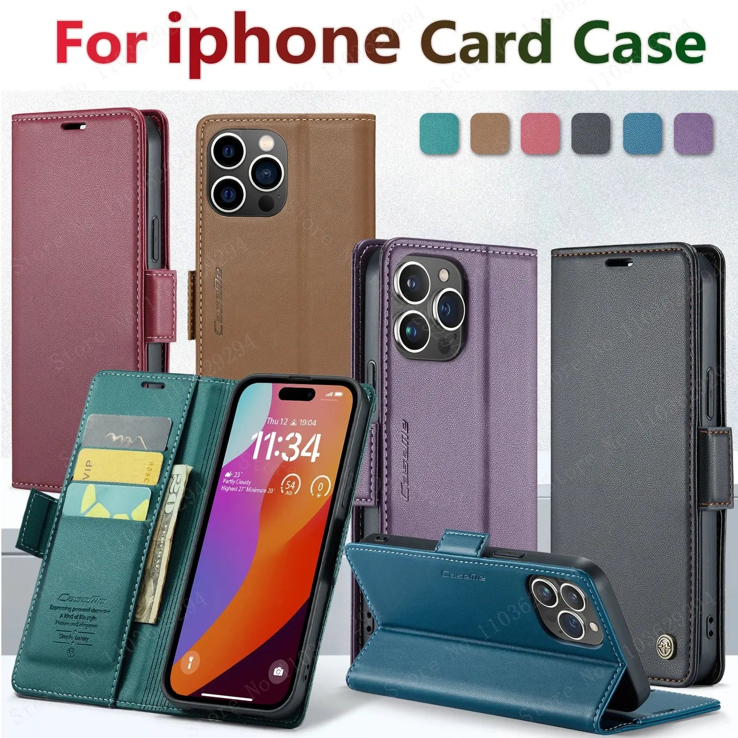Stylish Leather iPhone Wallet Case with Card Holder – All Models Covered - The Little Market Shop