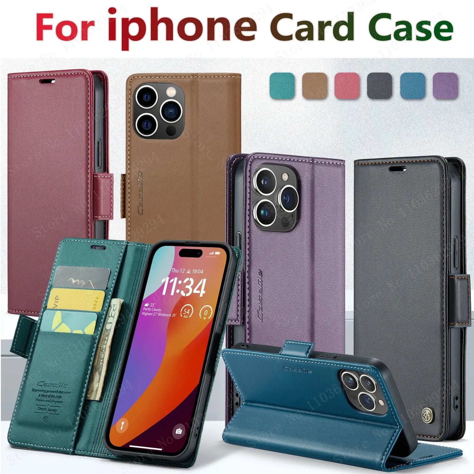 Stylish Leather iPhone Wallet Case with Card Holder – All Models Covered - The Little Market Shop