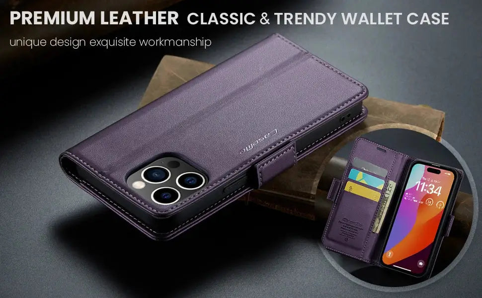 Stylish Leather iPhone Wallet Case with Card Holder – All Models Covered - The Little Market Shop