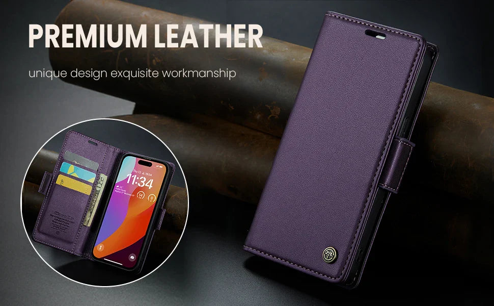 Stylish Leather iPhone Wallet Case with Card Holder – All Models Covered - The Little Market Shop